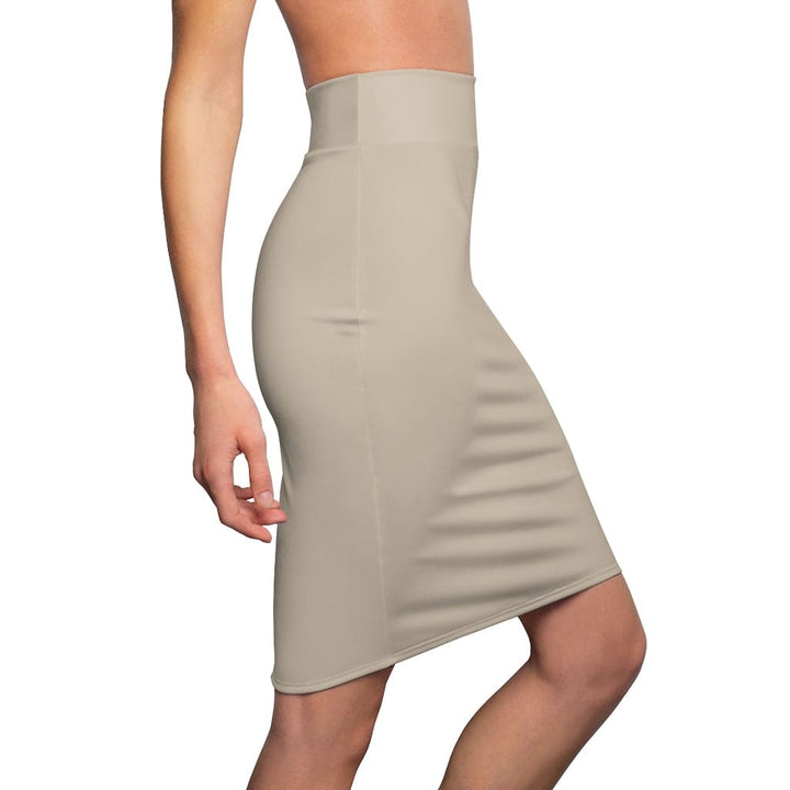 Womens Mini Skirt - High Waisted - Light Brown Pencil Skirt-2