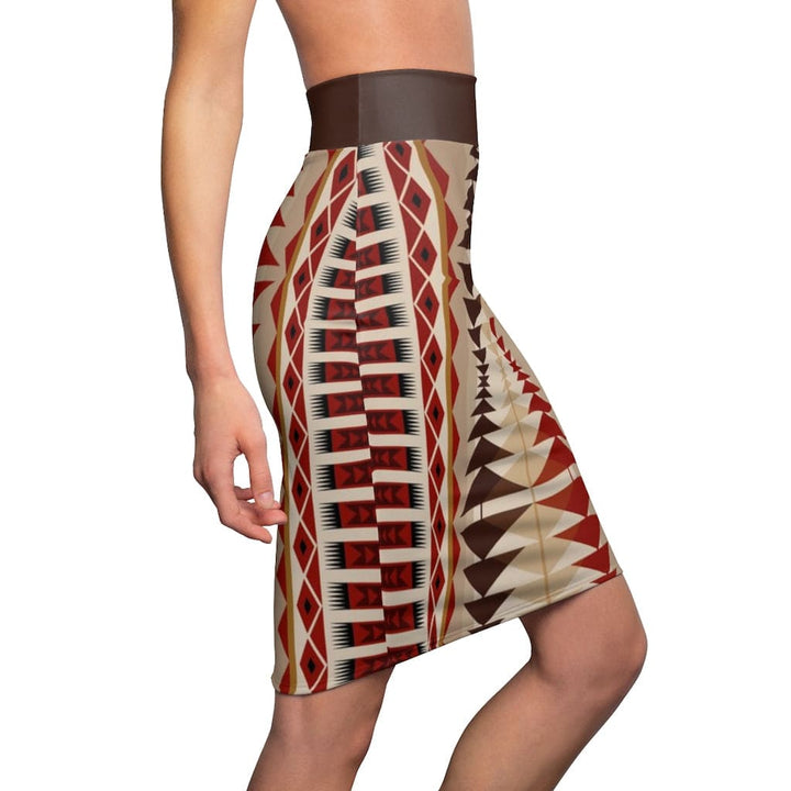Womens Mini Skirt - High Waisted /multicolor Brown Pencil Skirt-2