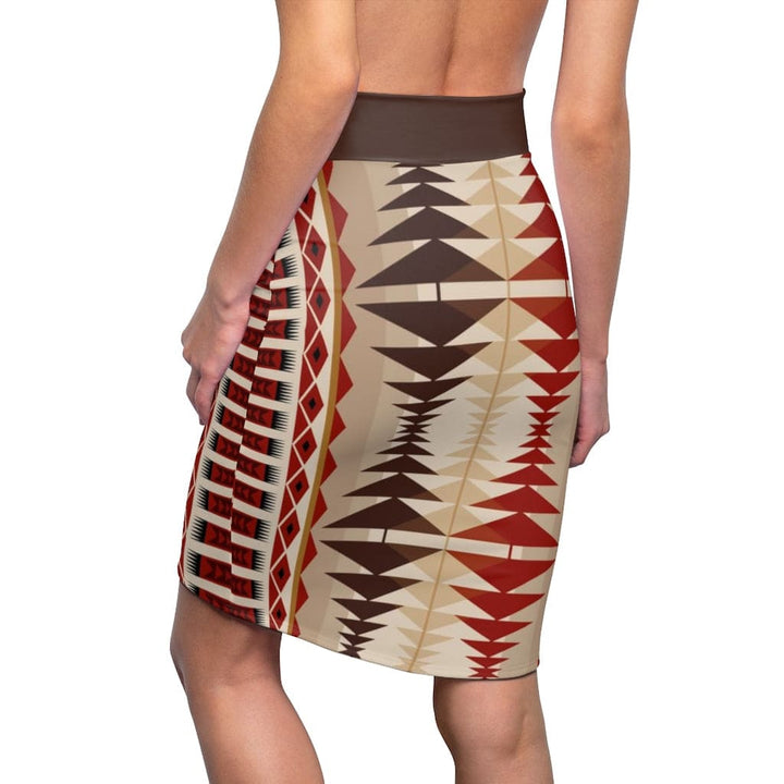 Womens Mini Skirt - High Waisted /multicolor Brown Pencil Skirt-1