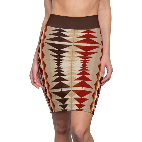 Womens Mini Skirt - High Waisted /multicolor Brown Pencil Skirt-0