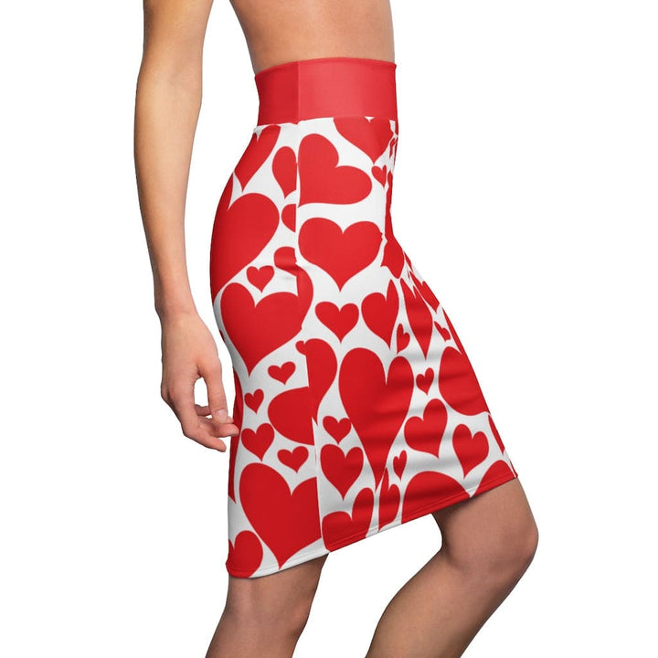 Womens Pencil Mini Skirt - Love Red Hearts - S867849-2