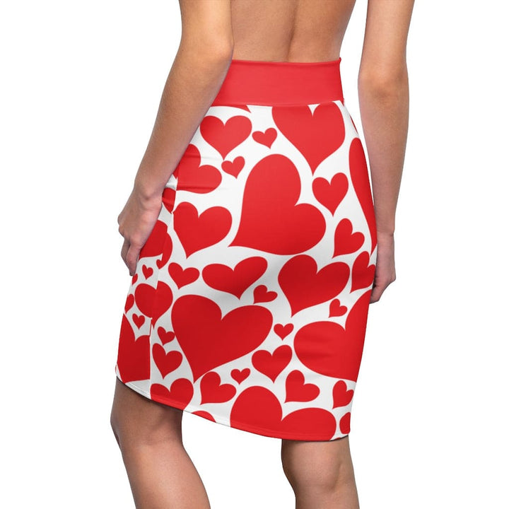 Womens Pencil Mini Skirt - Love Red Hearts - S867849-1