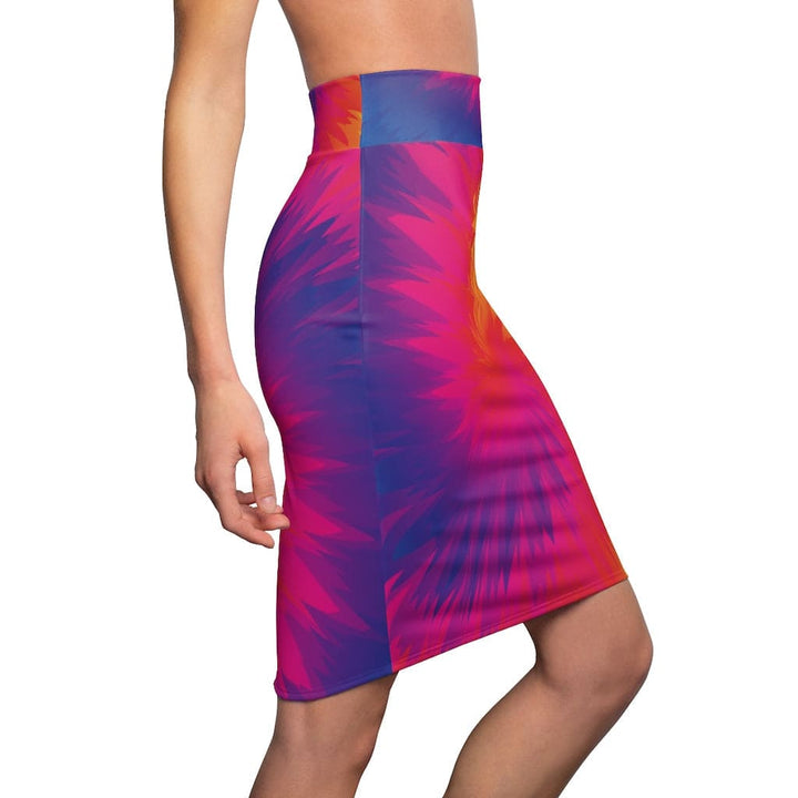 Womens Pencil Skirt - Tie Dye Rainbow Stretch Mini-2