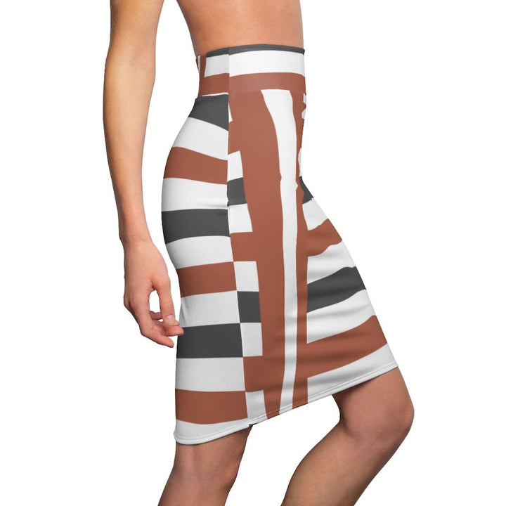 Womens Skirt - Brown and Grey Stripes Pencil Skirt - S43625-2