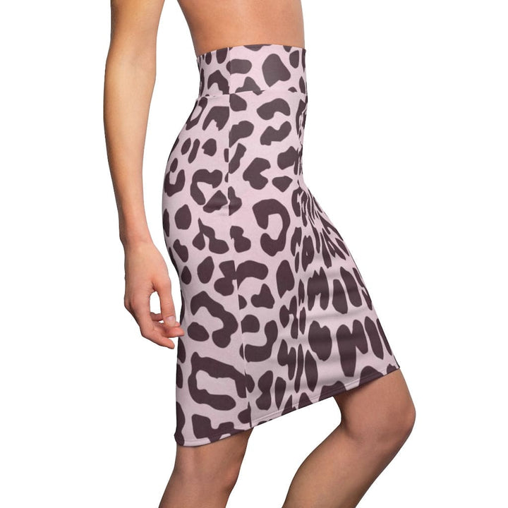 Womens Skirt - High Waisted - Pink Leopard Print Mini-skirt-2