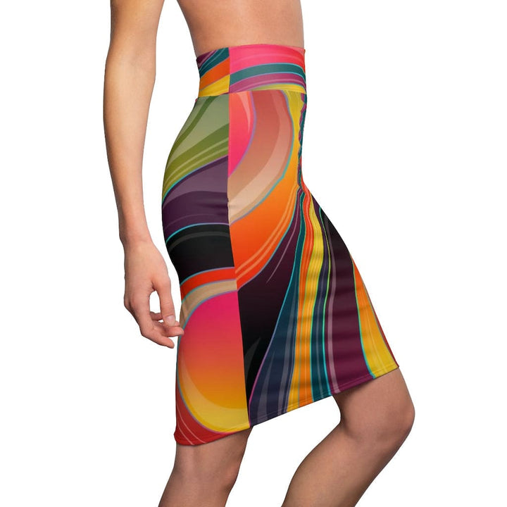 Womens Skirt - Multicolor Abstract Swirl Style Skirt-2
