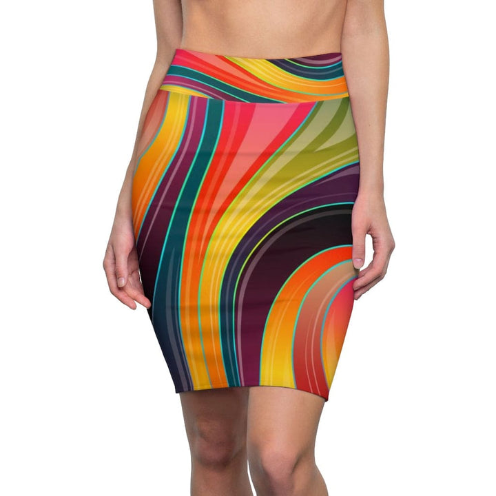 Womens Skirt - Multicolor Abstract Swirl Style Skirt-0