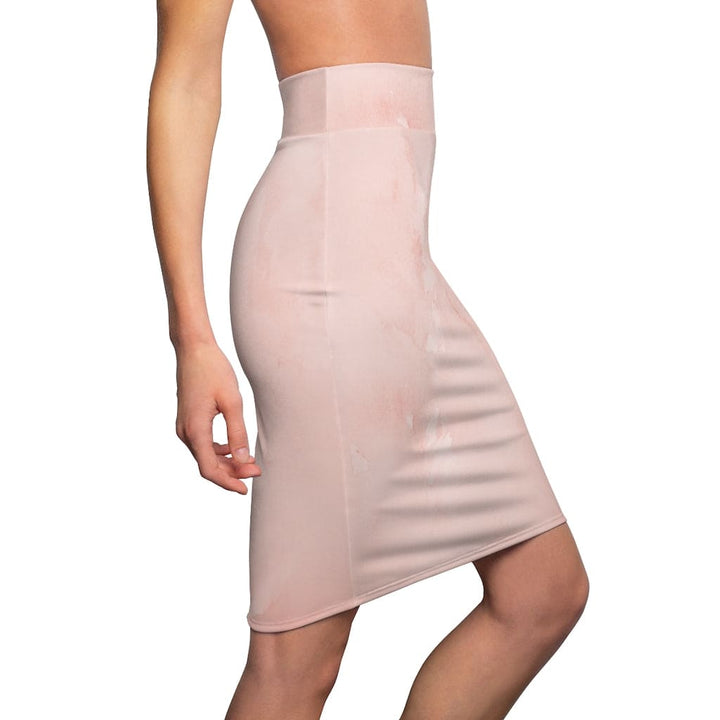 Womens Skirt - Peach Marble High Waist Pencil Skirt - S31881-2