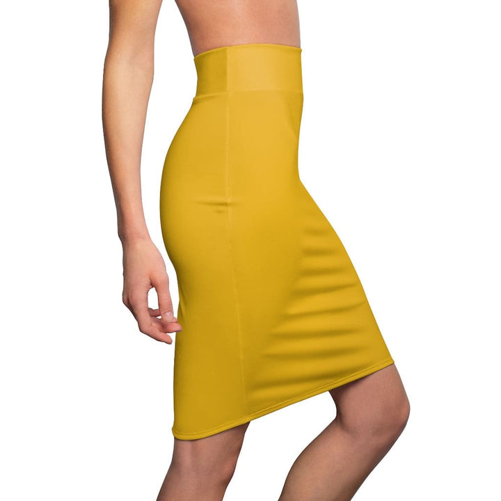 Womens Skirt - Yellow Pencil Skirt-2