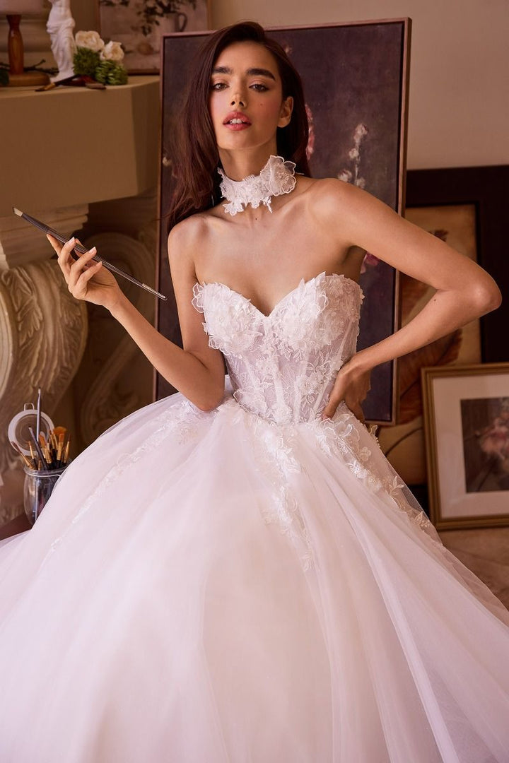 Strapless Lace & Tulle Wedding Ball Gown-2