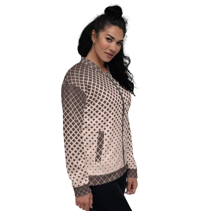 Womens Jacket - Burgundy Half-tone Style Bomber Jacket-2