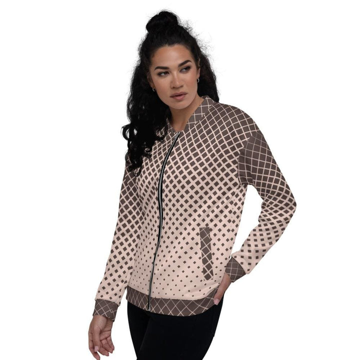 Womens Jacket - Burgundy Half-tone Style Bomber Jacket-3