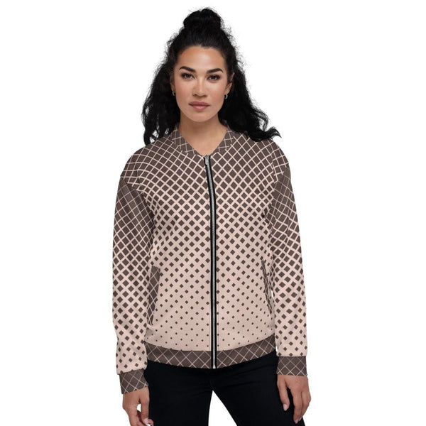 Womens Jacket - Burgundy Half-tone Style Bomber Jacket-0