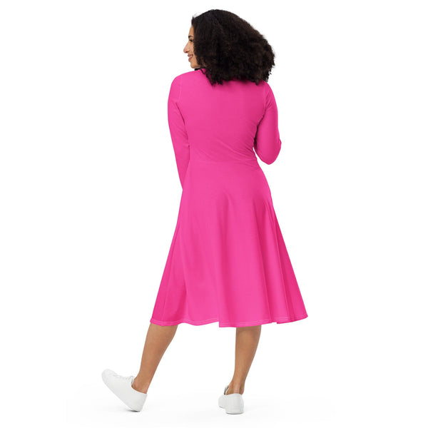 Womens Long Sleeve Midi Dress-0