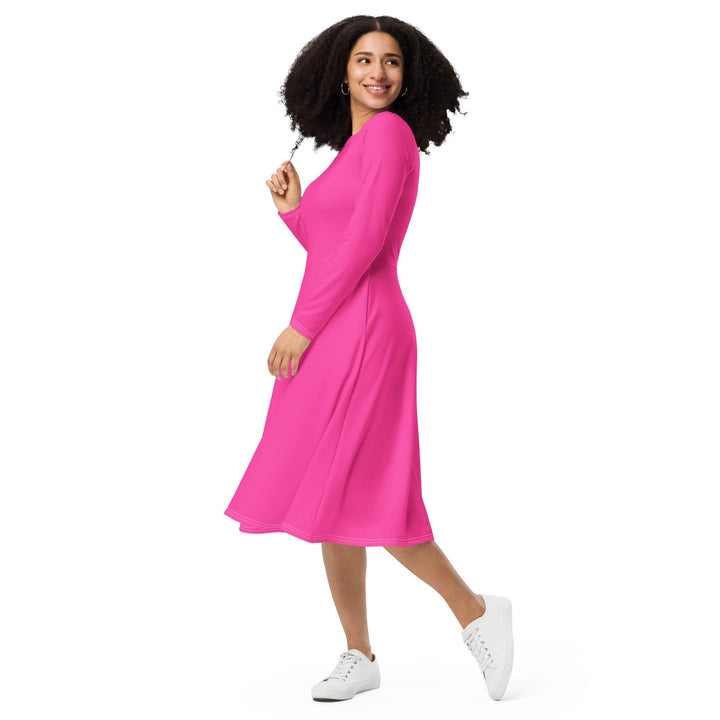 Womens Long Sleeve Midi Dress-2