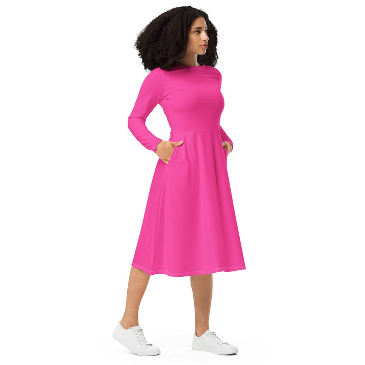 Womens Long Sleeve Midi Dress-1