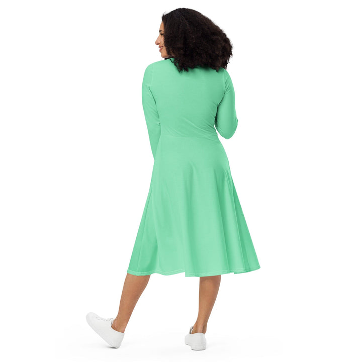 Womens Long Sleeve Midi Dress - Seafoam Green-1