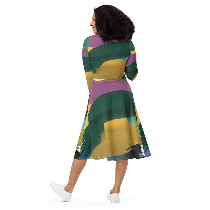 Womens Long Sleeve Midi Dress - Stand Firm-4
