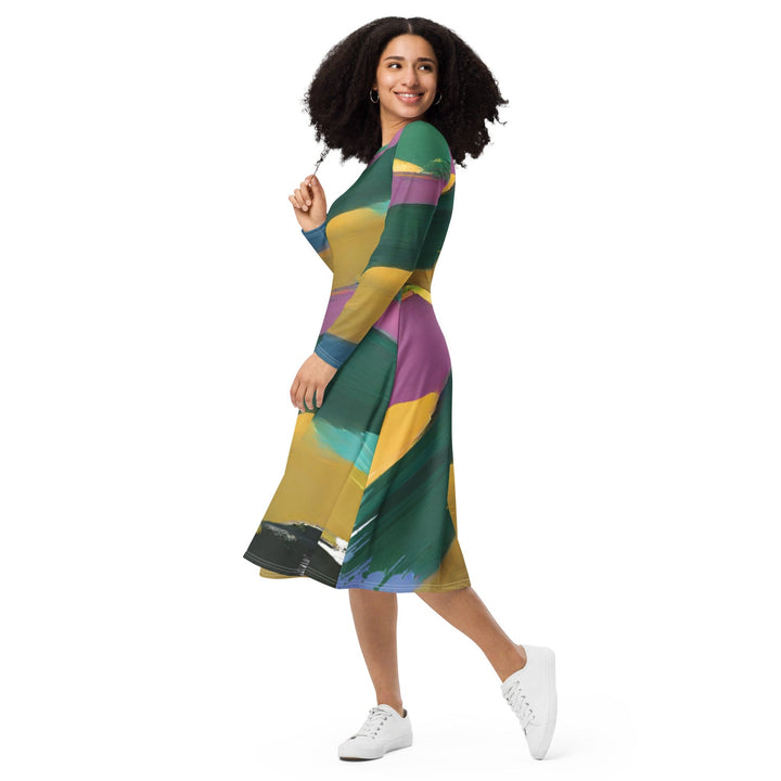 Womens Long Sleeve Midi Dress - Stand Firm-2