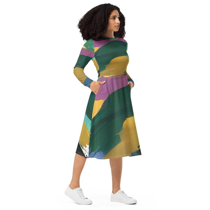 Womens Long Sleeve Midi Dress - Stand Firm-3