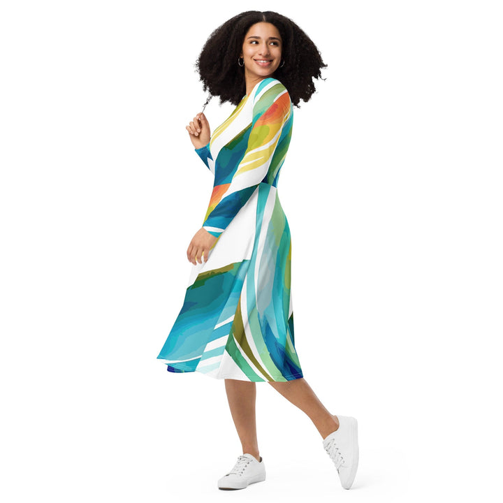 Womens Long Sleeve Midi Dress - Strength and Courage Design-2