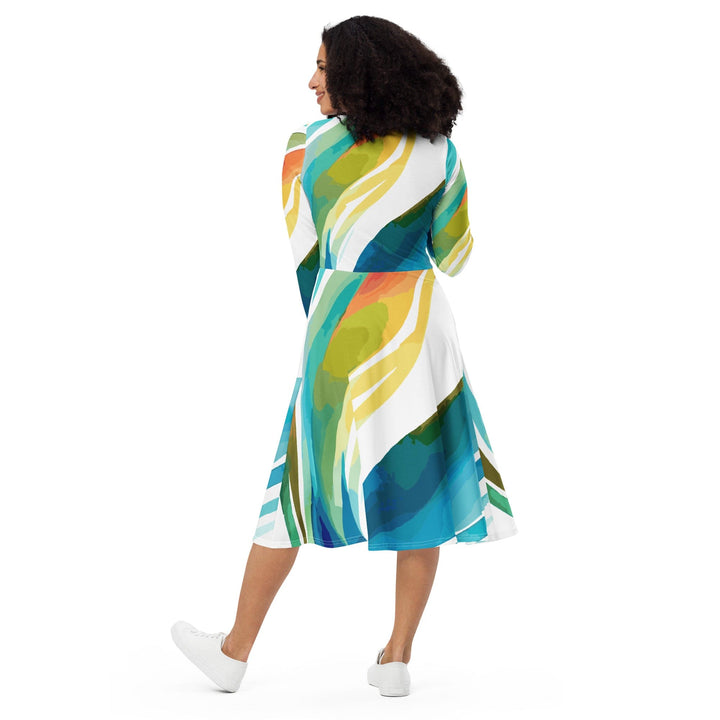 Womens Long Sleeve Midi Dress - Strength and Courage Design-4