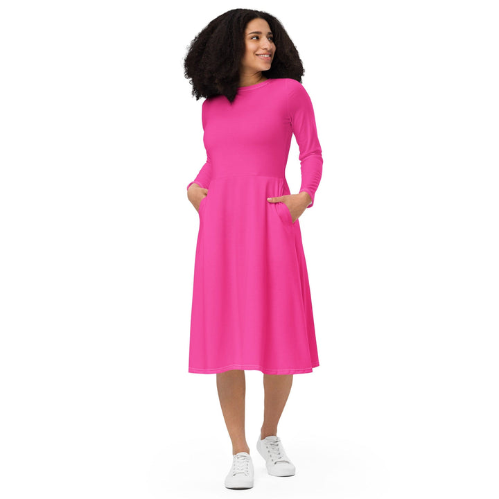 Womens Long Sleeve Midi Dress-3