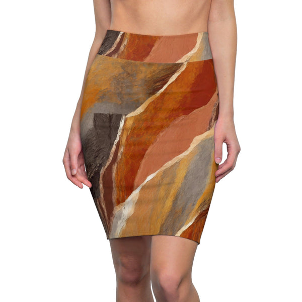 Womens Pencil Skirt - Abstract Stone Pattern 59731-0