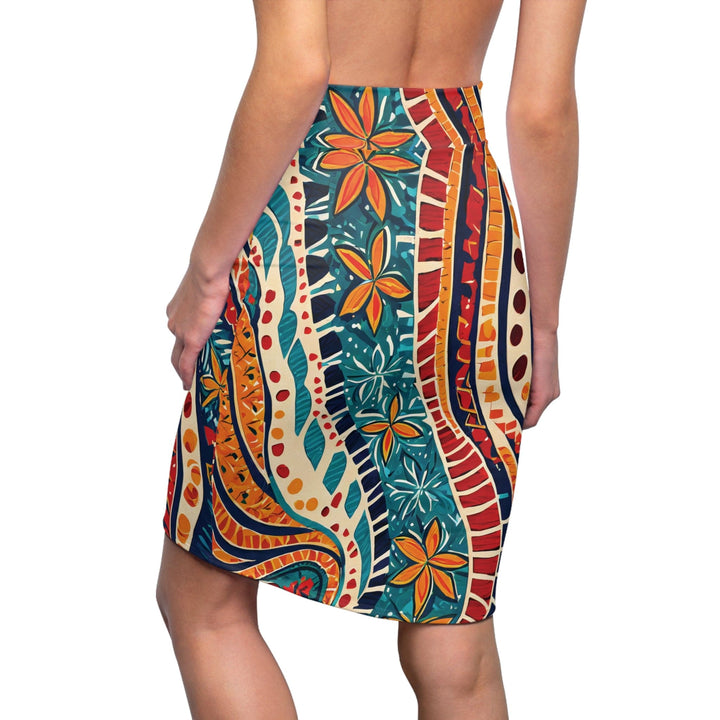 Womens Pencil Skirt - Abstract Vibrant Multicolor Pattern 61374-1
