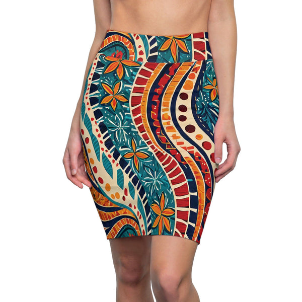 Womens Pencil Skirt - Abstract Vibrant Multicolor Pattern 61374-0