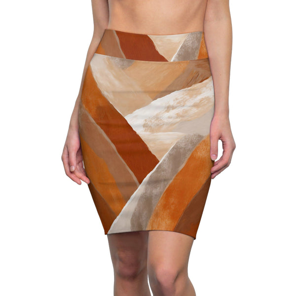 Womens Pencil Skirt - Boho Abstract Vibrant Multicolor Textured Pattern 31090-0