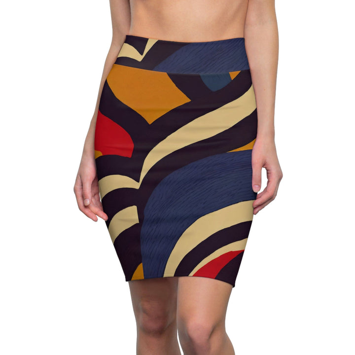 Womens Pencil Skirt - Colorblock Print 29138-0