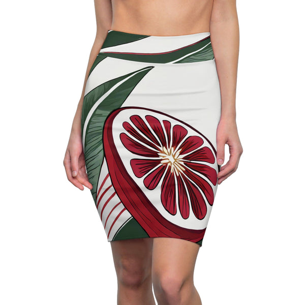 Womens Pencil Skirt - Floral Line Art Print 833-0