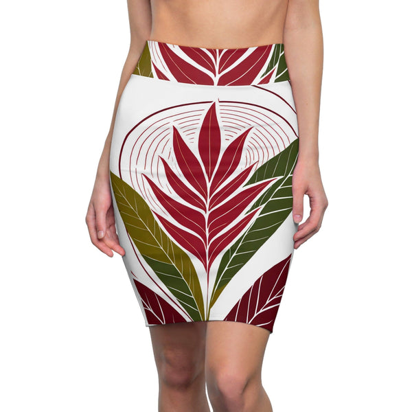 Womens Pencil Skirt - Floral Line Art Print 8333-0