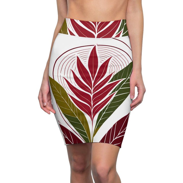 Womens Pencil Skirt - Floral Line Art Print 8333-0