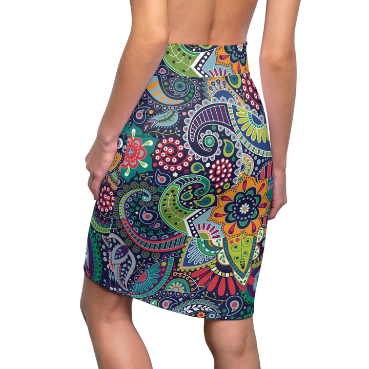 Womens Pencil Skirt - Floral Paisley 22523-1