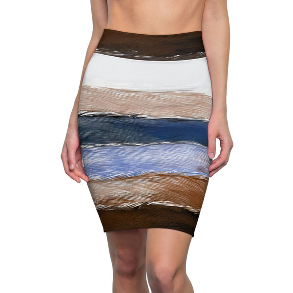 Womens Pencil Skirt - Rustic Hues Design-0