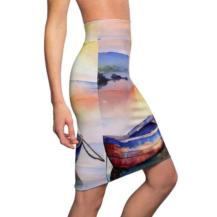 Womens Pencil Skirt - Sunset by the Sea-2