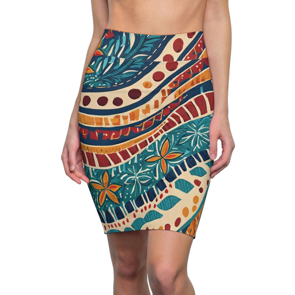 Womens Pencil Skirt - Tropical Floral Pattern 61374-0