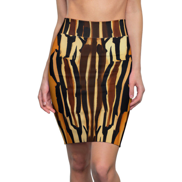 Womens Pencil Skirt - Zorse Geometric Print Pattern-0
