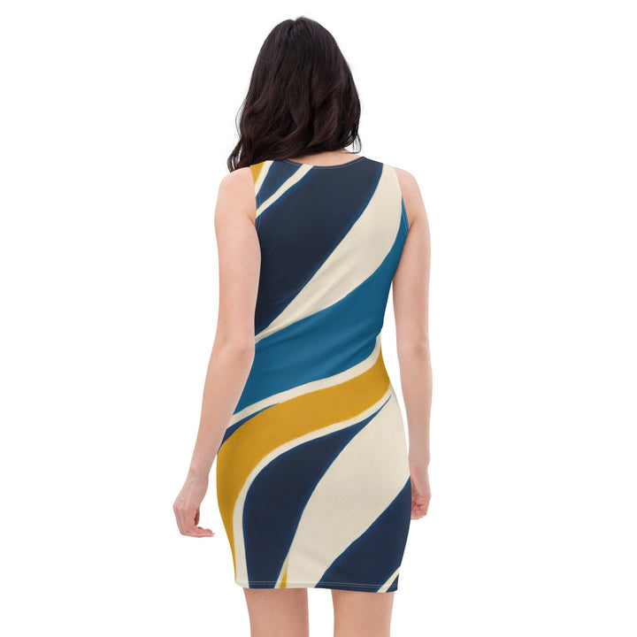 Womens Stretch Fit Bodycon Dress - Abstract Multicolor Swirl Line-1
