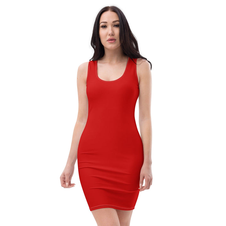 Womens Stretch Fit Bodycon Dress - Red-0