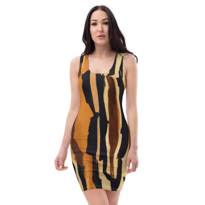 Womens Stretch Fit Bodycon Dress - Zorse Lines Print-0